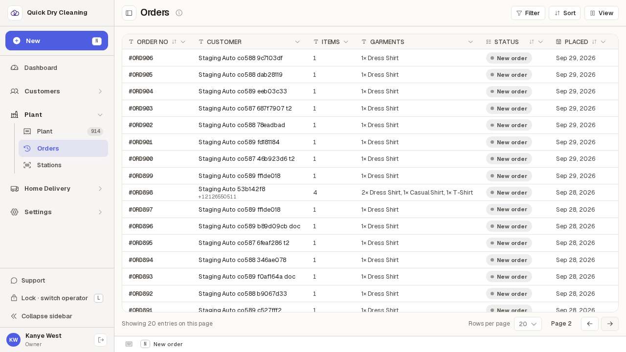 The second page of the order history.
