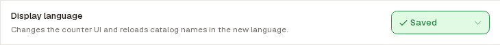 The Display language row on Settings → Preferences, back on English.